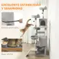 Árbol Rascador Grande para Gatos 192 cm con 3 Camas 2 Casitas 2 Hamacas Escalera Rascadora Postes de Sisal Gris Claro