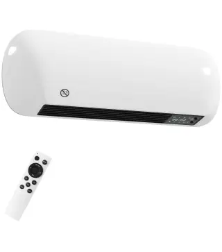 Calefactor Eléctrico de Pared 2000W con 3 Modos Pantalla LED Termostato Temporizador y Oscilación Blanco