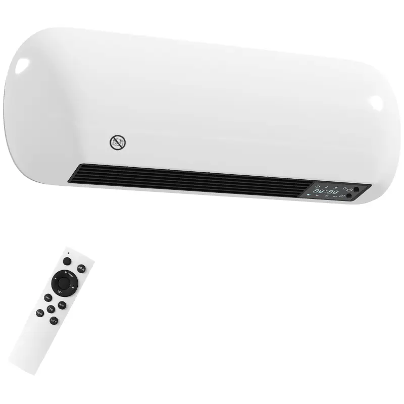 Calefactor Eléctrico de Pared 2000W con 3 Modos Pantalla LED Termostato Temporizador y Oscilación Blanco