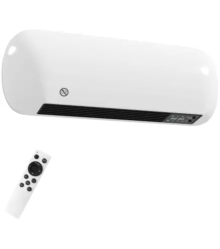 Calefactor Eléctrico de Pared 2000W con 3 Modos Pantalla LED Termostato Temporizador y Oscilación Blanco