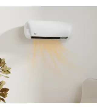Calefactor Eléctrico de Pared 2000W con 3 Modos Pantalla LED Termostato Temporizador y Oscilación Blanco