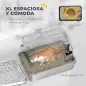 Arenero para Gatos de Acero Inoxidable XL Cerrado con Tapa Abatible Borde Alto Pala Metálica Antifugas Gris Claro Arenero para Gatos de Acero Inoxidable XL Cerrado con Tapa Abatible Borde Alto Pala Metálica Antifugas Gris Claro
