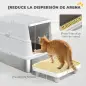 Arenero para Gatos de Acero Inoxidable XL Cerrado con Tapa Abatible Borde Alto Pala Metálica Antifugas Gris Claro Arenero para Gatos de Acero Inoxidable XL Cerrado con Tapa Abatible Borde Alto Pala Metálica Antifugas Gris Claro