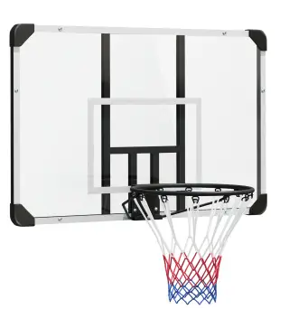 Canasta de Baloncesto de Pared Aro de Baloncesto con Red y Marco de Acero para Exterior 113x61x73 cm Blanco y Negro