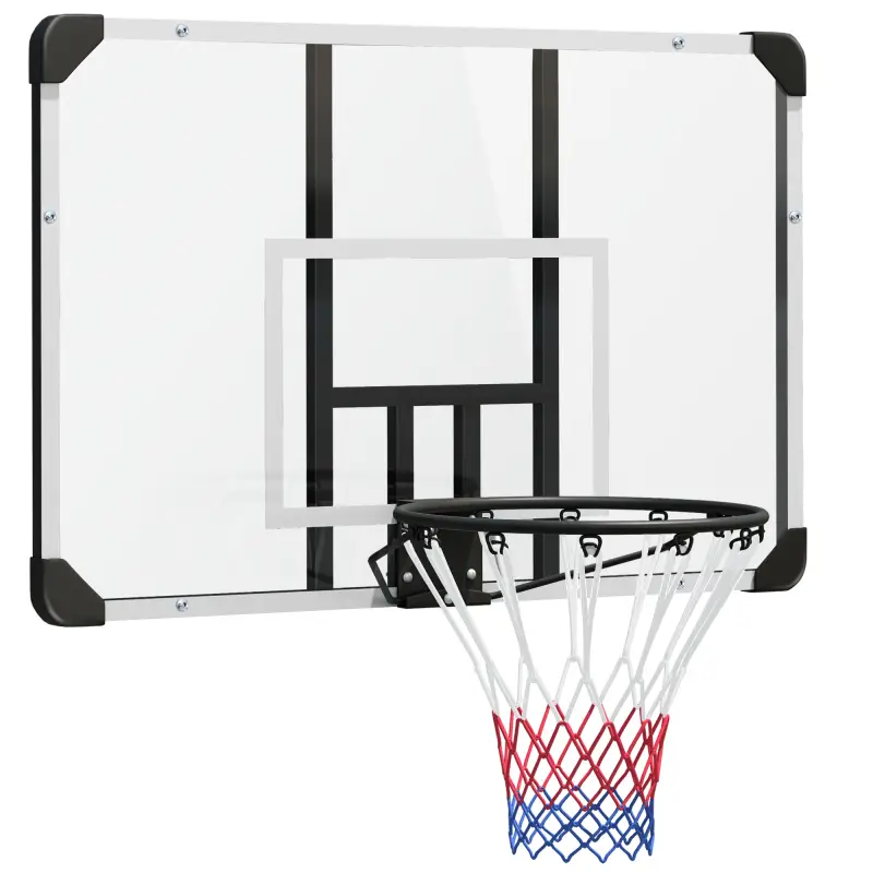 Canasta de Baloncesto de Pared Aro de Baloncesto con Red y Marco de Acero para Exterior 113x61x73 cm Blanco y Negro