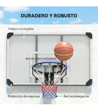 Canasta de Baloncesto de Pared Aro de Baloncesto con Red y Marco de Acero para Exterior 113x61x73 cm Blanco y Negro