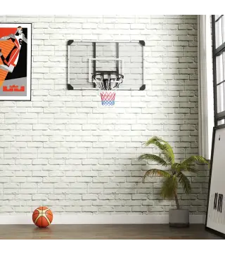 Canasta de Baloncesto de Pared Aro de Baloncesto con Red y Marco de Acero para Exterior 113x61x73 cm Blanco y Negro