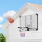 Canasta de Baloncesto de Pared Aro de Baloncesto con Red y Marco de Acero para Exterior 113x61x73 cm Blanco y Negro