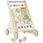 Andador Madera Bebé Caminador Bebé con Juguetes Montessori Control de Velocidad 5 Bloques Ruedas Natural