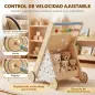 Andador Madera Bebé Caminador Bebé con Juguetes Montessori Control de Velocidad 5 Bloques Ruedas Natural