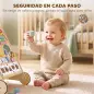 Andador Madera Bebé Caminador Bebé con Juguetes Montessori Control de Velocidad 5 Bloques Ruedas Natural