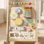 Andador Madera Bebé Caminador Bebé con Juguetes Montessori Control de Velocidad 5 Bloques Ruedas Natural