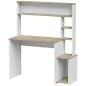 Mesa de Ordenador con Estantes Escritorio con Estanterías Soporte para Monitor CPU 114x45x138 cm Blanco y Natural