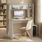 Mesa de Ordenador con Estantes Escritorio con Estanterías Soporte para Monitor CPU 114x45x138 cm Blanco y Natural