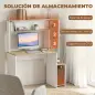 Mesa de Ordenador con Estantes Escritorio con Estanterías Soporte para Monitor CPU 114x45x138 cm Blanco y Natural