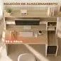 Mesa de Ordenador con Estantes Escritorio con Estanterías Soporte para Monitor CPU 114x45x138 cm Blanco y Natural