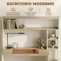 Mesa de Ordenador con Estantes Escritorio con Estanterías Soporte para Monitor CPU 114x45x138 cm Blanco y Natural