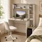 Mesa de Ordenador con Estantes Escritorio con Estanterías Soporte para Monitor CPU 114x45x138 cm Blanco y Natural