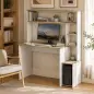 Mesa de Ordenador con Estantes Escritorio con Estanterías Soporte para Monitor CPU 114x45x138 cm Blanco y Natural
