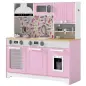 Cocina de Juguete de Madera con Accesorios de Acero Inoxidable Cafetera Máquina de Hielo Fregadero Fogones Rosa Cocina de Juguete de Madera con Accesorios de Acero Inoxidable Cafetera Máquina de Hielo Fregadero Fogones Rosa