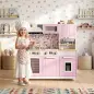 Cocina de Juguete de Madera con Accesorios de Acero Inoxidable Cafetera Máquina de Hielo Fregadero Fogones Rosa Cocina de Juguete de Madera con Accesorios de Acero Inoxidable Cafetera Máquina de Hielo Fregadero Fogones Rosa
