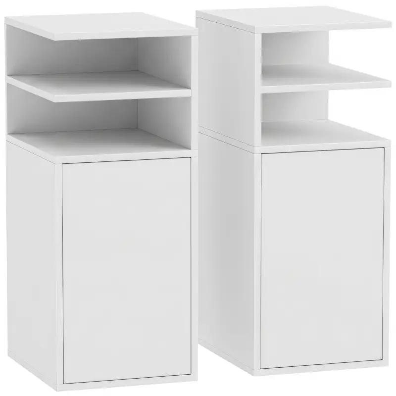 Juego de 2 Mesillas de Noche Dormitorio con Puerta Compartimentos Abiertos para Espacios Reducidos 25x30x60 cm Blanco Juego de 2 Mesillas de Noche Dormitorio con Puerta Compartimentos Abiertos para Espacios Reducidos 25x30x60 cm Blanco