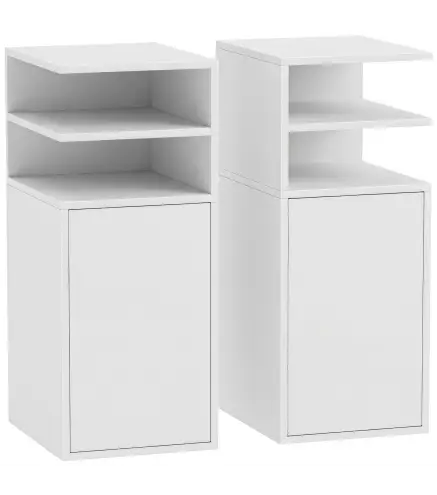 Juego de 2 Mesillas de Noche Dormitorio con Puerta Compartimentos Abiertos para Espacios Reducidos 25x30x60 cm Blanco