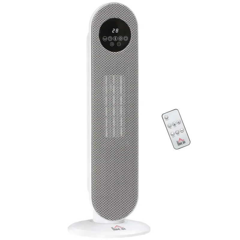 Calefactor Eléctrico Cerámico PTC 1300/2000W con Control Remoto 15–40 °C Oscilación de 45° Temporizador 12H Blanco