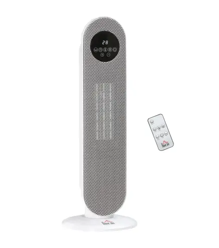 Calefactor Eléctrico Cerámico PTC 1300/2000W con Control Remoto 15–40 °C Oscilación de 45° Temporizador 12H Blanco