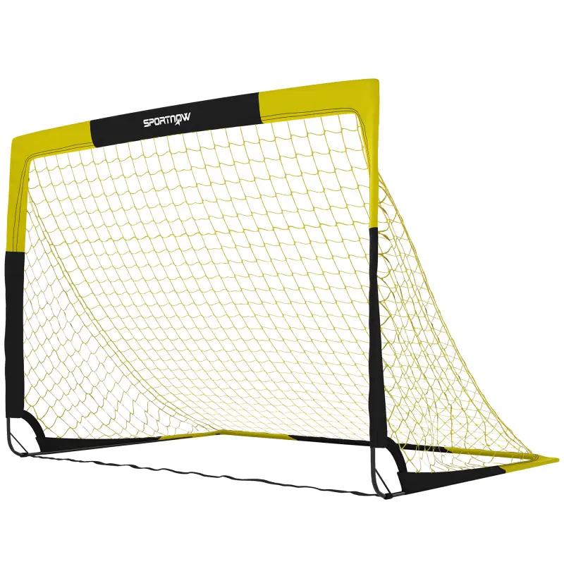 Portería de Fútbol Pop-Up Plegable Red Portátil con Bolsa de Transporte 4 Piquetas en U y Varillas de Fibra de Vidrio