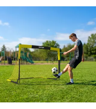 Portería de Fútbol Pop-Up Plegable Red Portátil con Bolsa de Transporte 4 Piquetas en U y Varillas de Fibra de Vidrio