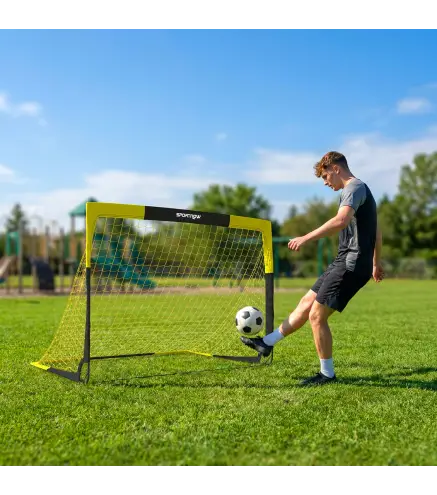 Portería de Fútbol Pop-Up Plegable Red Portátil con Bolsa de Transporte 4 Piquetas en U y Varillas de Fibra de Vidrio