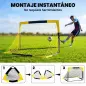 Portería de Fútbol Pop-Up Plegable Red Portátil con Bolsa de Transporte 4 Piquetas en U y Varillas de Fibra de Vidrio