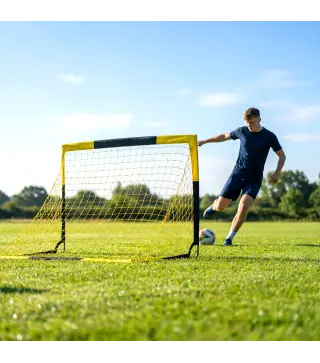 Portería de Fútbol Pop-Up Plegable Red Portátil con Bolsa de Transporte 4 Piquetas en U y Varillas de Fibra de Vidrio