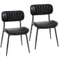 Set de 2 Sillas de Comedor Tapizadas de Piel Sintética con Respaldo Curvo Patas de Metal 49,5x49,5x80 cm Negro y Marrón