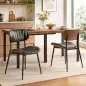 Set de 2 Sillas de Comedor Tapizadas de Piel Sintética con Respaldo Curvo Patas de Metal 49,5x49,5x80 cm Negro y Marrón