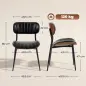 Set de 2 Sillas de Comedor Tapizadas de Piel Sintética con Respaldo Curvo Patas de Metal 49,5x49,5x80 cm Negro y Marrón