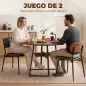Set de 2 Sillas de Comedor Tapizadas de Piel Sintética con Respaldo Curvo Patas de Metal 49,5x49,5x80 cm Negro y Marrón