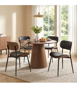 Set de 2 Sillas de Comedor Tapizadas de Piel Sintética con Respaldo Curvo Patas de Metal 49,5x49,5x80 cm Negro y Marrón