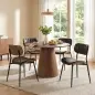 Set de 2 Sillas de Comedor Tapizadas de Piel Sintética con Respaldo Curvo Patas de Metal 49,5x49,5x80 cm Negro y Marrón