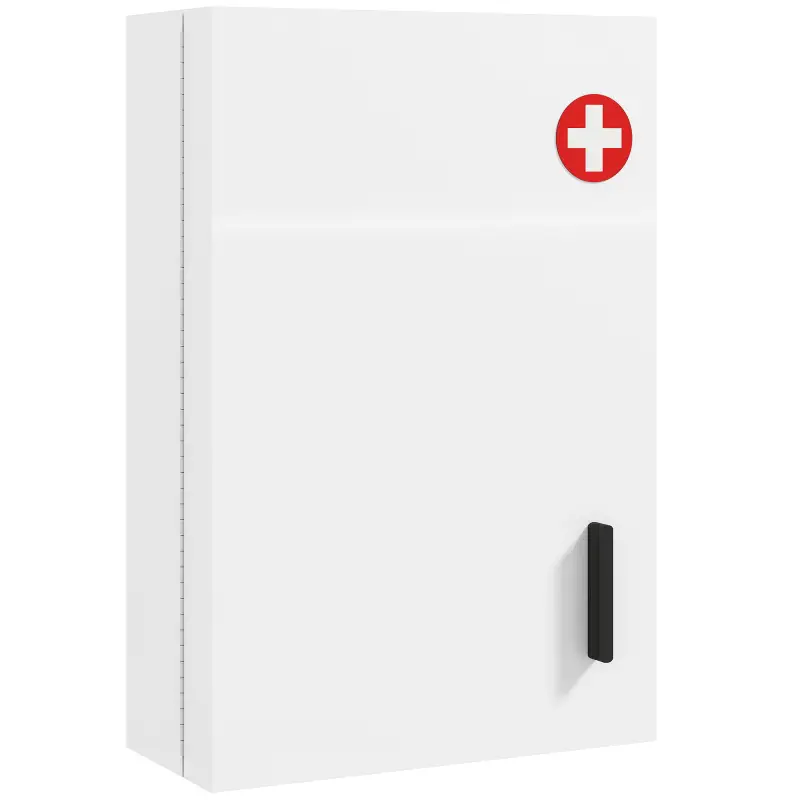 Botiquín de Pared con 6 Compartimentos Cerradura y 2 Llaves para Baño Cocina 40x18x60 cm Blanco