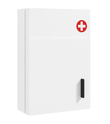 Botiquín de Pared con 6 Compartimentos Cerradura y 2 Llaves para Baño Cocina 40x18x60 cm Blanco