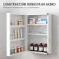 Botiquín de Pared con 6 Compartimentos Cerradura y 2 Llaves para Baño Cocina 40x18x60 cm Blanco