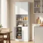 Alacena de Cocina Alta con 4 Puertas con Bisagras de Cierre Suave Estantes Ajustables 2 Compartimentos Abiertos Blanco Alacena de Cocina Alta con 4 Puertas con Bisagras de Cierre Suave Estantes Ajustables 2 Compartimentos Abiertos Blanco