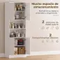 Alacena de Cocina Alta con 4 Puertas con Bisagras de Cierre Suave Estantes Ajustables 2 Compartimentos Abiertos Blanco Alacena de Cocina Alta con 4 Puertas con Bisagras de Cierre Suave Estantes Ajustables 2 Compartimentos Abiertos Blanco