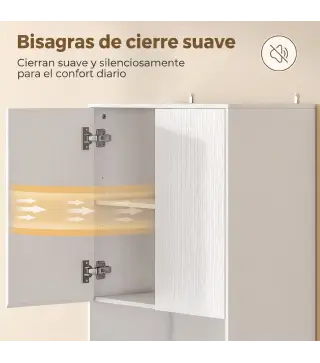 Alacena de Cocina Alta con 4 Puertas con Bisagras de Cierre Suave Estantes Ajustables 2 Compartimentos Abiertos Blanco