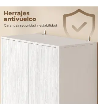 Alacena de Cocina Alta con 4 Puertas con Bisagras de Cierre Suave Estantes Ajustables 2 Compartimentos Abiertos Blanco