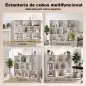 Librería de 3 Niveles con 10 Cubos Patas de Madera Maciza 140x24x107 cm Blanco Librería de 3 Niveles con 10 Cubos Patas de Madera Maciza 140x24x107 cm Blanco