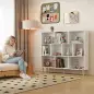 Librería de 3 Niveles con 10 Cubos Patas de Madera Maciza 140x24x107 cm Blanco Librería de 3 Niveles con 10 Cubos Patas de Madera Maciza 140x24x107 cm Blanco