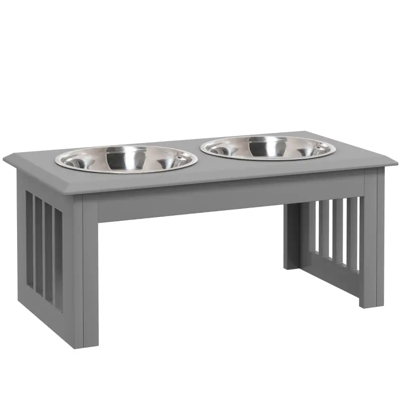 Comedero Elevado para Perros con 2 Cuencos Extraíbles de Acero Inoxidable 58,4x30,5x25,4 cm Gris Comedero Elevado para Perros con 2 Cuencos Extraíbles de Acero Inoxidable 58,4x30,5x25,4 cm Gris